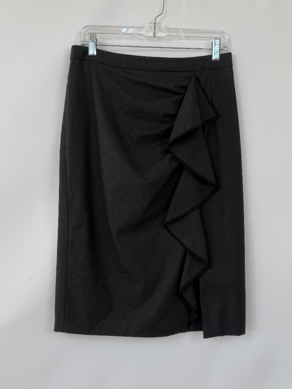Nanette Lepore Charcoal Ruffle Pencil Skirt Size 8